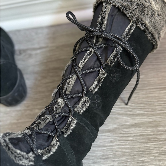 Khombu Black Fur-Lined Women's Snow Boots 11 - Picture 4 of 9